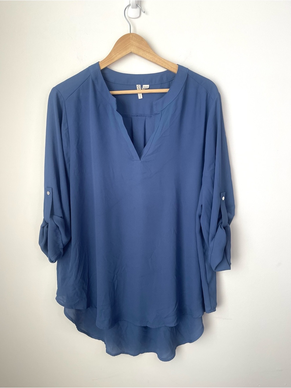 Cato Blue V-Neck Roll-Tab Tunic 14/16 W